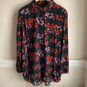 Banana Republic Floral Silk Tunic Blouse XL